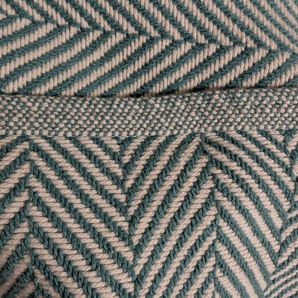 Bates Maine Heritage Weavers Cotton Herringbone Blanket Sage Green Full/Queen - Picture 5 of 12